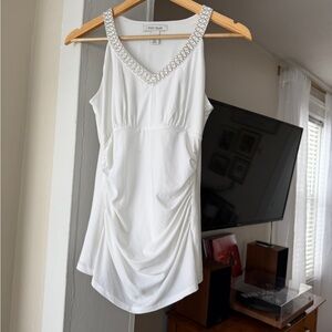 White House Black Market Ivory Top with Silver Accents